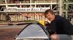 Director of Photography Eric McMaster Loads Film at the Cincinnati Reds Ballpark